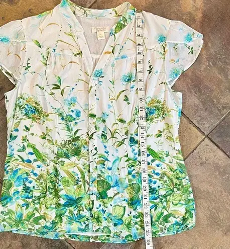 Christopher & Banks  Floral Short Sleeve Button Down XL