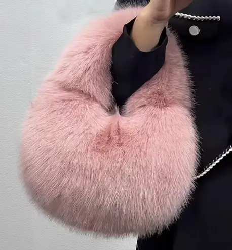 Elegant Pink Faux Fur Handbag