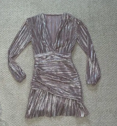 Maje Pleated Metallic Pink Dress