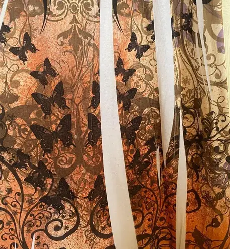 Chesley women's size medium maxi dress peach cream black tie back butterfly