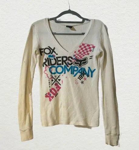 Fox Racing Y2K Graphic Racer Biker Edgy Long Sleeve Thermal Top Streetwear Sz S