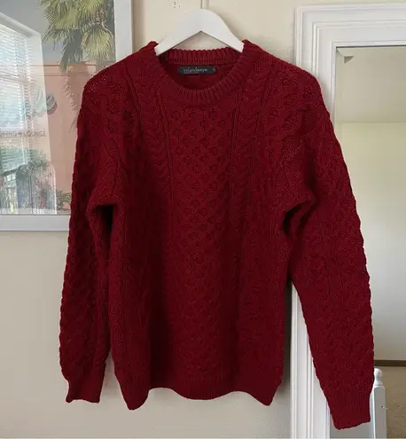 Irelandseye Blasket Honeycomb Stitch Aran Sweater Claret Women’s Size Medium Red