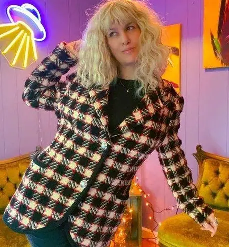 Vintage 1990s N&B Classic Wool and Mohair Plaid Jacket Size M