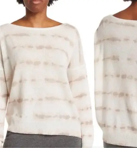 360 Cashmere NWT Stella Tie Dye Sweater Cream Apricot Preppy Baggy Oversized SzM