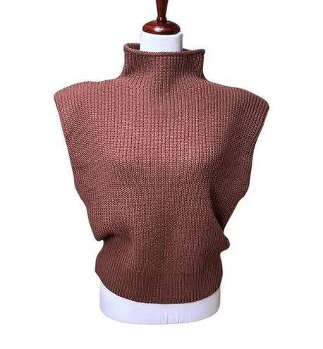 En Saison NWT Karalie Chunky Knit Cap Sleeve Sweater XS Brown Shoulder Pads Chic - Image 1