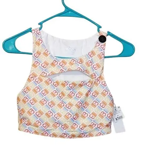 Cotton On Body Size Small NEW NWT Sports Bra Cut Out Diagonal Logo Workout White