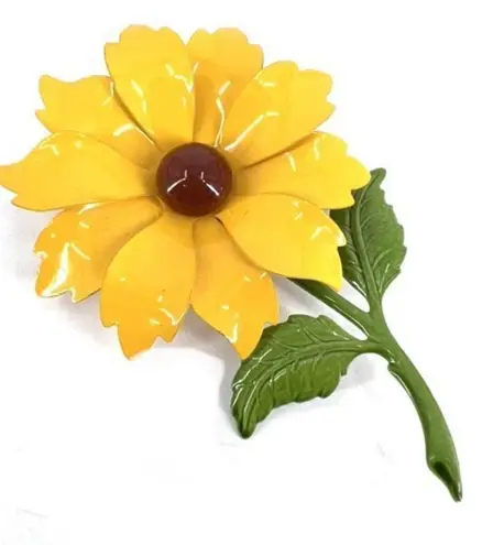 Vintage Women's Yellow Green Sunflower Brooch Pin Decorative Fashion Jewelry Yellow