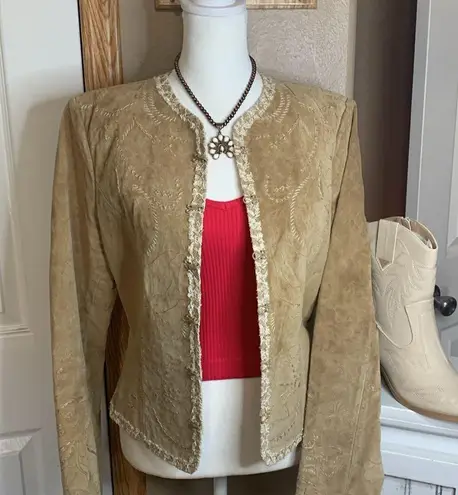 Saguaro khaki suede leather jacket EUC Tan Size M