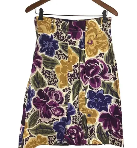 Outback Red Vintage 100% linen bright floral skirt 28” waist WOMEN’S SIZE MEDIUM