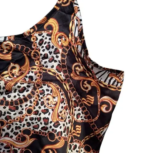 Rocawear Women’s Sz XL Animal Print Cami Satin Sleepwear Short Set Chains NWT