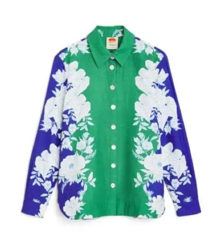 Farm Rio Soft Garden Linen Blend Floral Shirt, Size XL NEW w/Tag $288