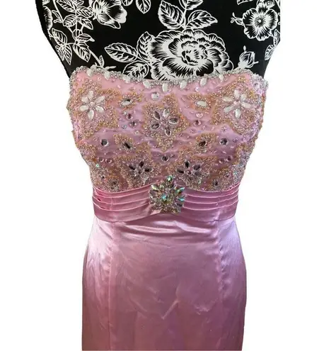 Kiss Kiss Formal Corset Style Jeweled Prom Dress Ball Gown Dance Pink Size 8