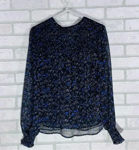 Evereve Petra Floral Print Long Sleeve Blouse in Plummulti Size XS