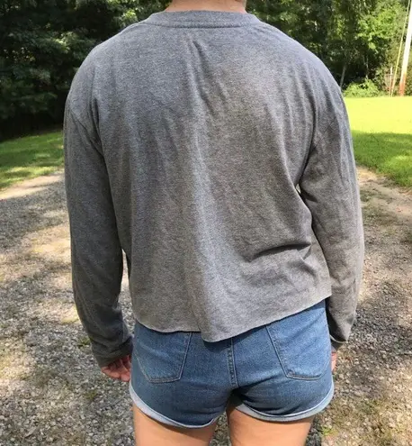 IZOD GREY QUARTER SNAP BUTTON UP LONG SLEEVE TOP