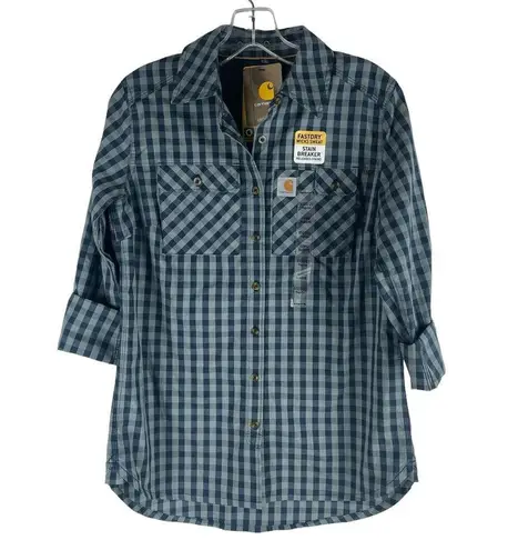 Carhartt  Force Ridgefield Plaid Check Shirt dark Indigo Size XS