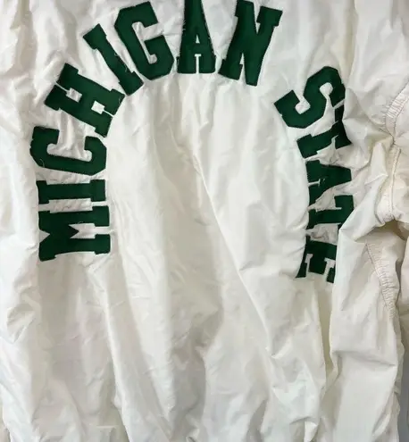 Vintage Michigan State Spartans White Green Pullover Half Zip Jacket Sz XL Unise
