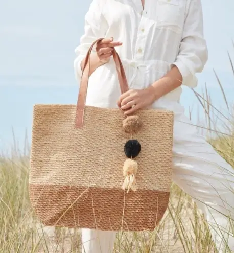 Mar Y Sol Montauk Tote Straw Bag in Sand/ Brown One Size, New w/Tag Tan