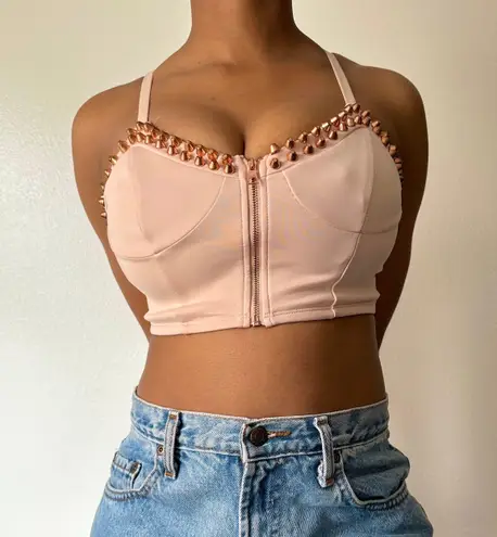 Spiked Corset Top Pink