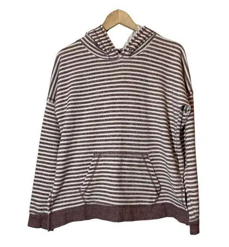 Volcom  Striped French Terry Hoodie Medium Maroon Cream