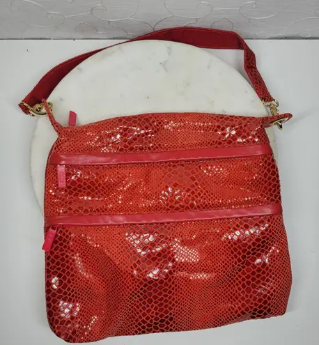 Bags by Pinky Red Patent leather Snakeskin Reptile Convertible Shoulder Bag