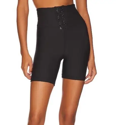 We Wore What  Lace Up Biker Short Solid Black Size Small NWT