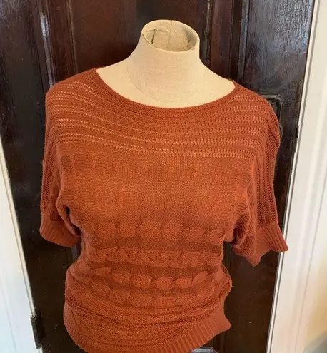 Dress Barn Size Small (Petite) milk chocolate brown  short sleeve knit blouse