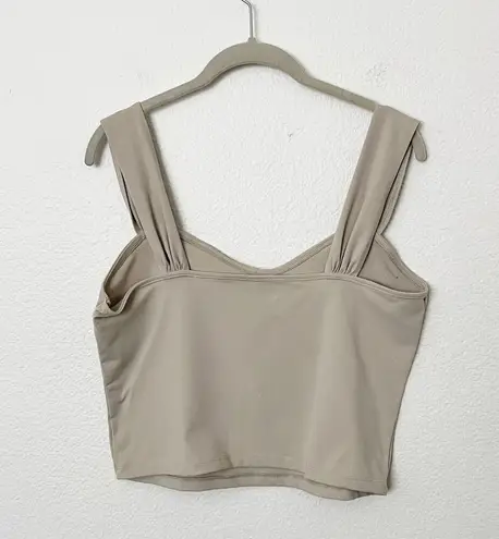 Abercrombie & Fitch [] Nude Light Taupe Soft Sweetheart Crop Tank Top Sz Large L thumbnail 3