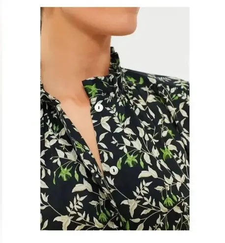 Tuckernuck Avalon Blouse XXS NWT Black Verdant Iris Floral Cotton Long sleeve