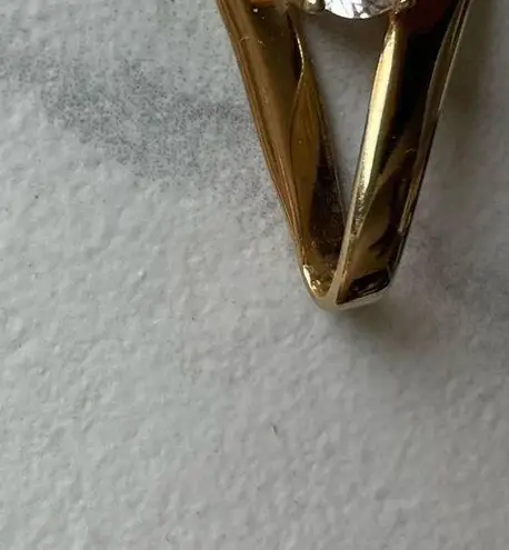 Vintage UTC 925 Sterling Silver CZ Pendant Ribbon Round Cubic Zirconia Sparkly Gold