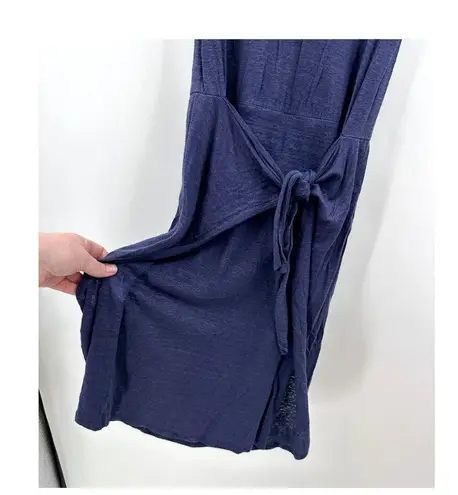 Rebecca Taylor Sleeveless Navy Blue Crochet 100% Linen Dress Size Large