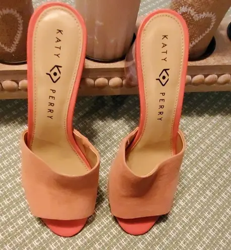 Katy Perry clear chunky heel slides