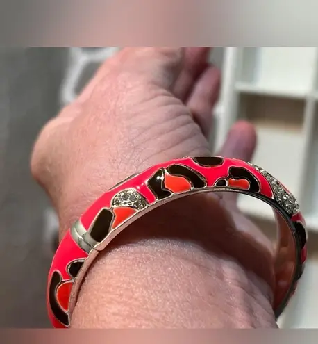 Red and Pink Enamel Bracelet with Metallic Accents