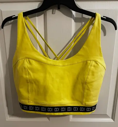 City Chic New CCX Logo Crop Hot Shot Unlined Bra Citrus Yellow XL/22