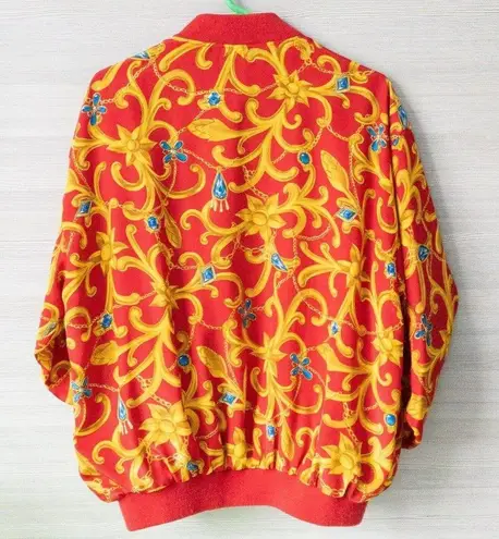 Vintage 90s Ornate Baroque Gripoix Gem Pattern Print Bomber Jacket Windbreaker Size undefined