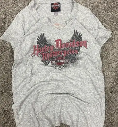 Y2k gray womens harley davidson tshirt Size L