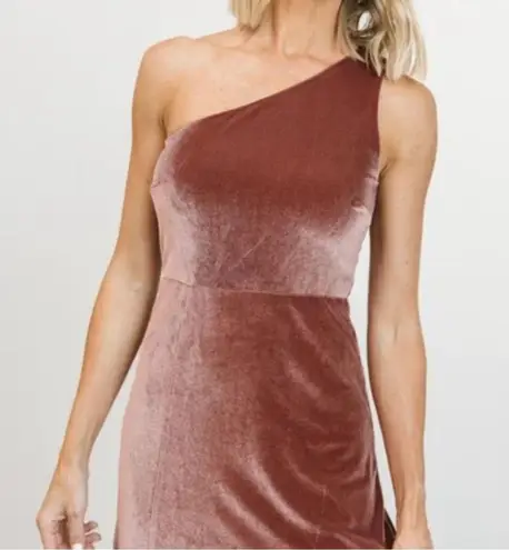 Baltic Born Tatiana Velvet One Shoulder Maxi Dress Rose Pink Size XS Wedding