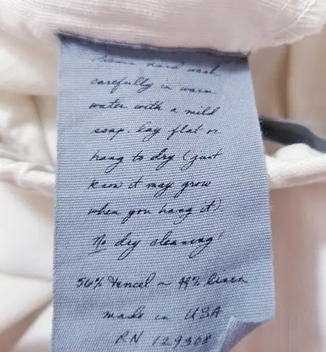 Raquel Allegra Linen Blend White Pleated Crop Pants Pull On High Rise Size 2