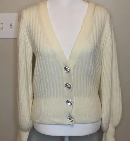 Intermix  Ella Jewel Cardigan Wool Ivory 
Sweater Size Small