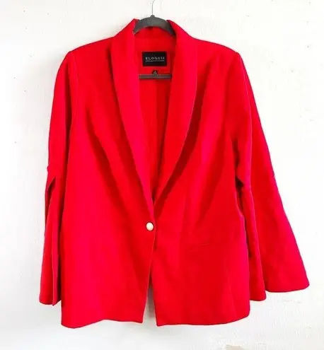 Eloquii Blazer Red Single Button Bell Split Sleeve Shawl Collar Sz 18 EUC
