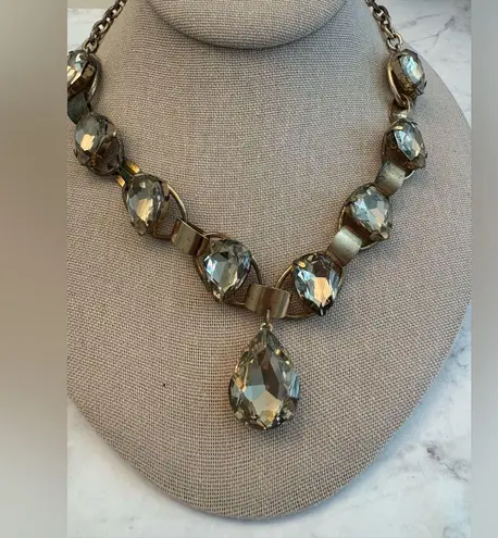 NEW KIRKS FOLLY Brass Gold Tone Champagne Crystal Statement Necklace Vintage