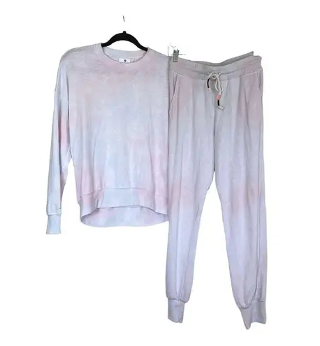 Sundry  Tie Dye Sweat Set Tapered Joggers Size 0 Extra Small Pink Blue Lounge