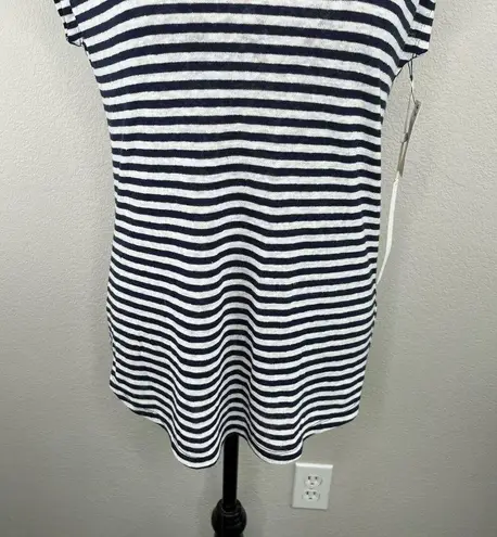 Caslon Navy/White Stripe Linen Blend Cap Sleeve Lightweight Tunic Top XXS NWT