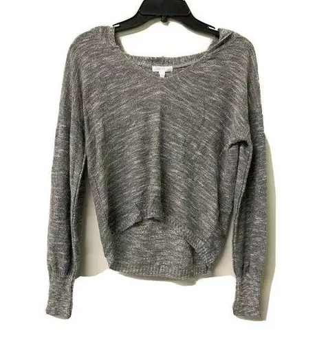 Abound  Womens Gray Burnout V Neck Hooded Top Long Sleeve Blouse