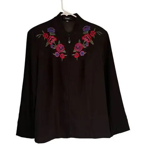 Elementz 0423 Vintage  Black Floral Embroidered Jacket XL