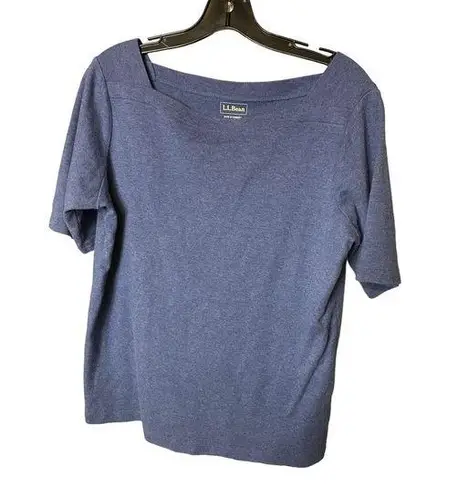 L.L.Bean  Women's Size Large Casual Basic T Shirt Heather Blue Soft Half Sleeve