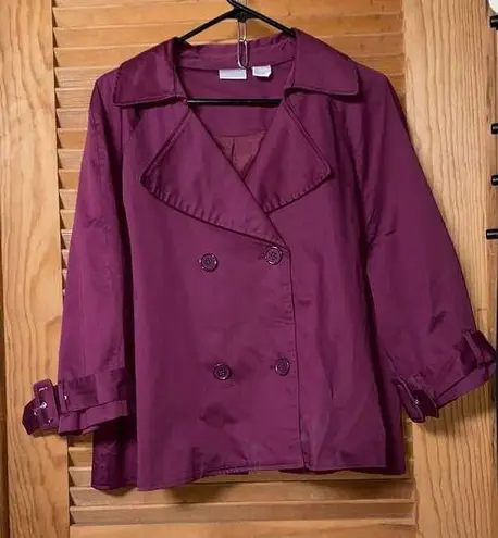 Spiegel Women's Burgundy Short Jacket Size 16 Double-Breasted 3/4 Sleeve