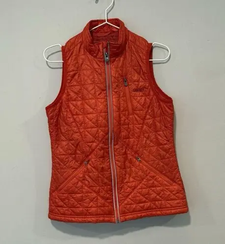 Gramicci Vest Womens Insulated Small Orange Full Zip Hiking 3 Pockets 1692