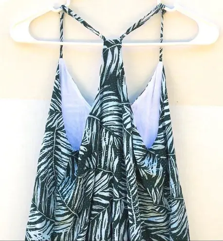 Lucca Couture Womens size small Green Leaf print Racerback V-neck dress