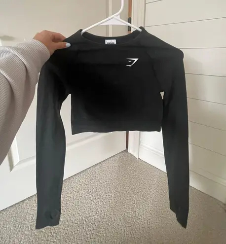 Gymshark Black Gym Shark Cropped Long Sleeve