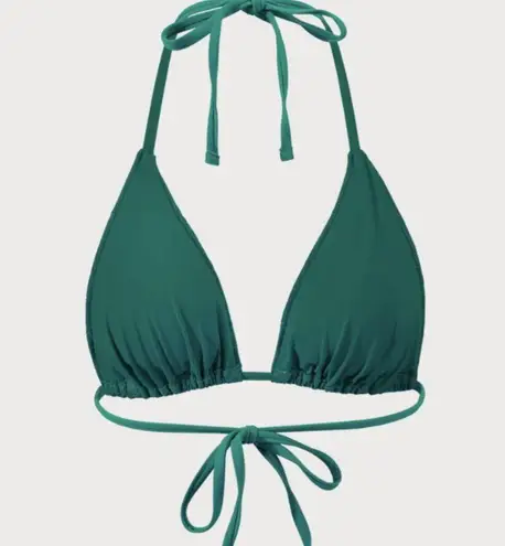 BERLOOK Dark Green Lurex Jacquard Triangle Bikini Top ONLY 22